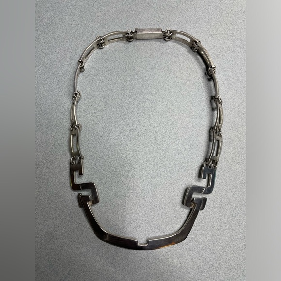Erika Hult De Corral RIC Geometric AZTEC Sterling 925 17” Collar Necklace 6.75” - Picture 4 of 13